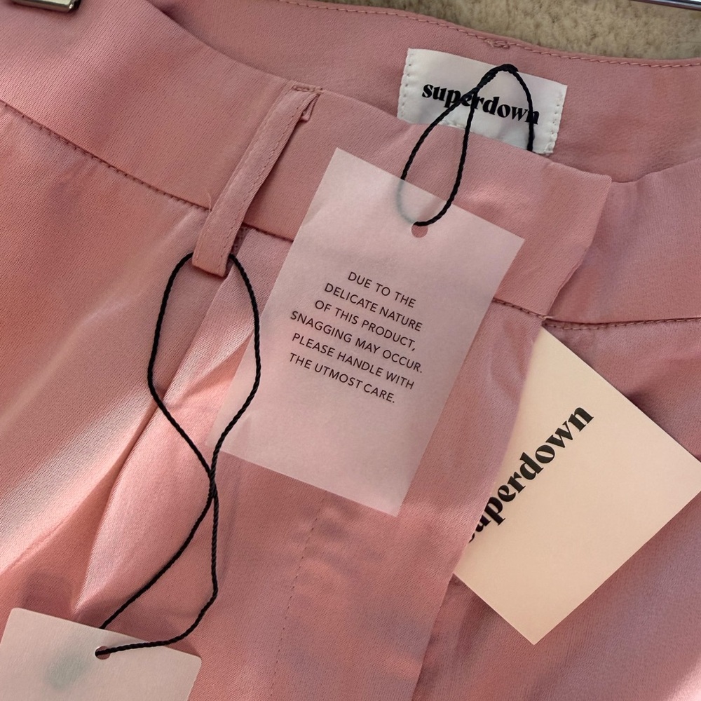 Superdown Seleste Pink Satin Drawstring Cargo Joggers - Picture 8 of 8